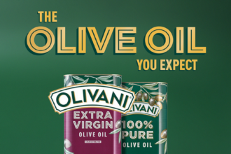 Cans of Olivani Extra Virgin and 100% Pure Olive Oil against a green background with the words “The olive oil you expect”.