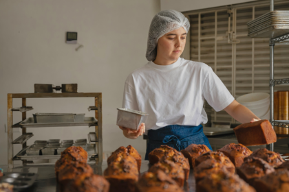 Baker preparing baked goods in a bakery